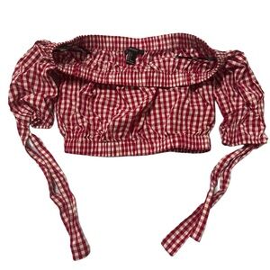 Red Gingham Off-Shoulder Top